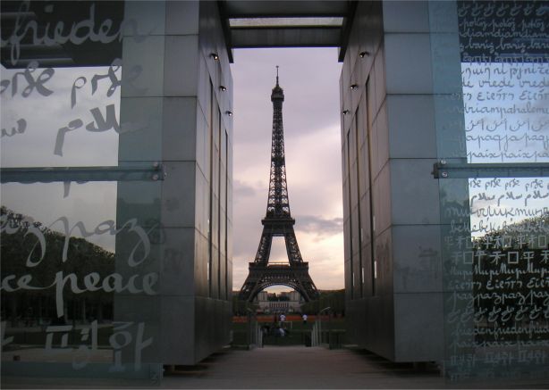 sunset over eiffle tower